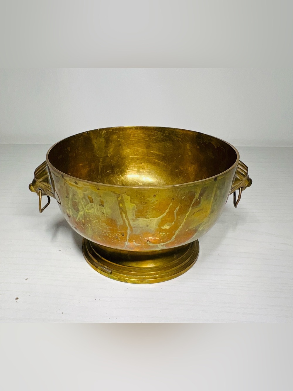 Unk Brass Finish Decorative Serving Bowl with Handles